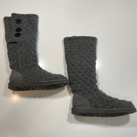 UGG Gray Tall Knit Boots - Picture 2 of 9